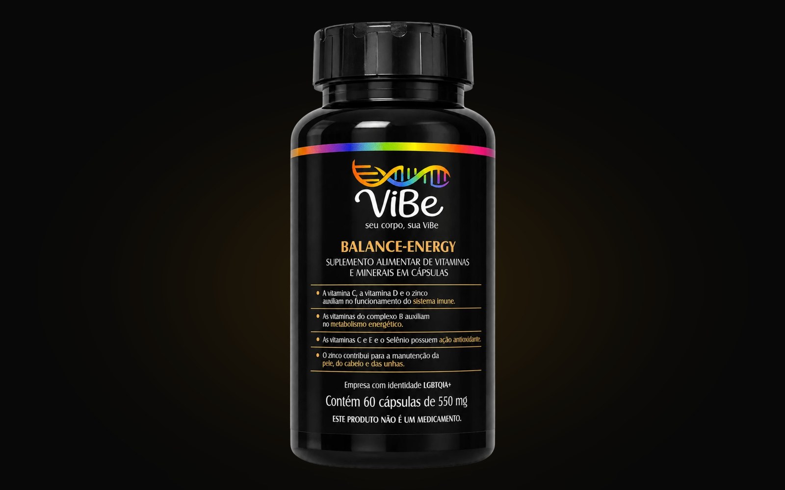 Frasco oficial ViBe Balance-Energy — 60 cápsulas de 550mg
